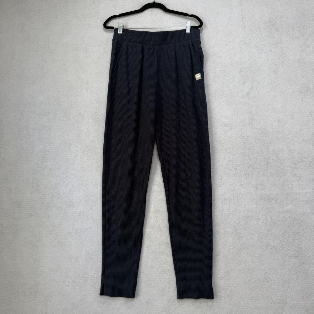Straight Down Pants Womens Large Waffle Knit Lounge Made in USA Pockets